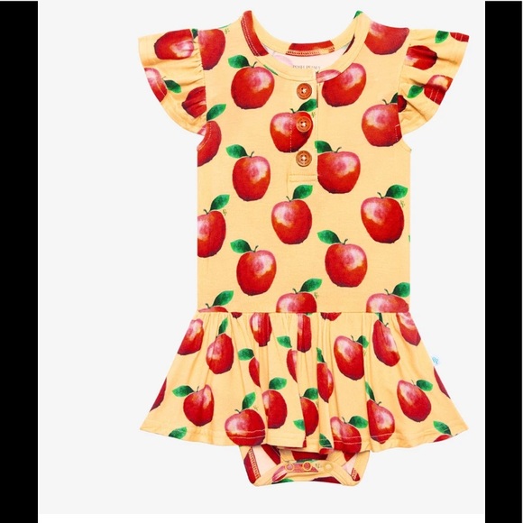 Posh Peanut Finn Ruffled Cap Sleeve Henley Twirl Bodysuit - Picture 1 of 2